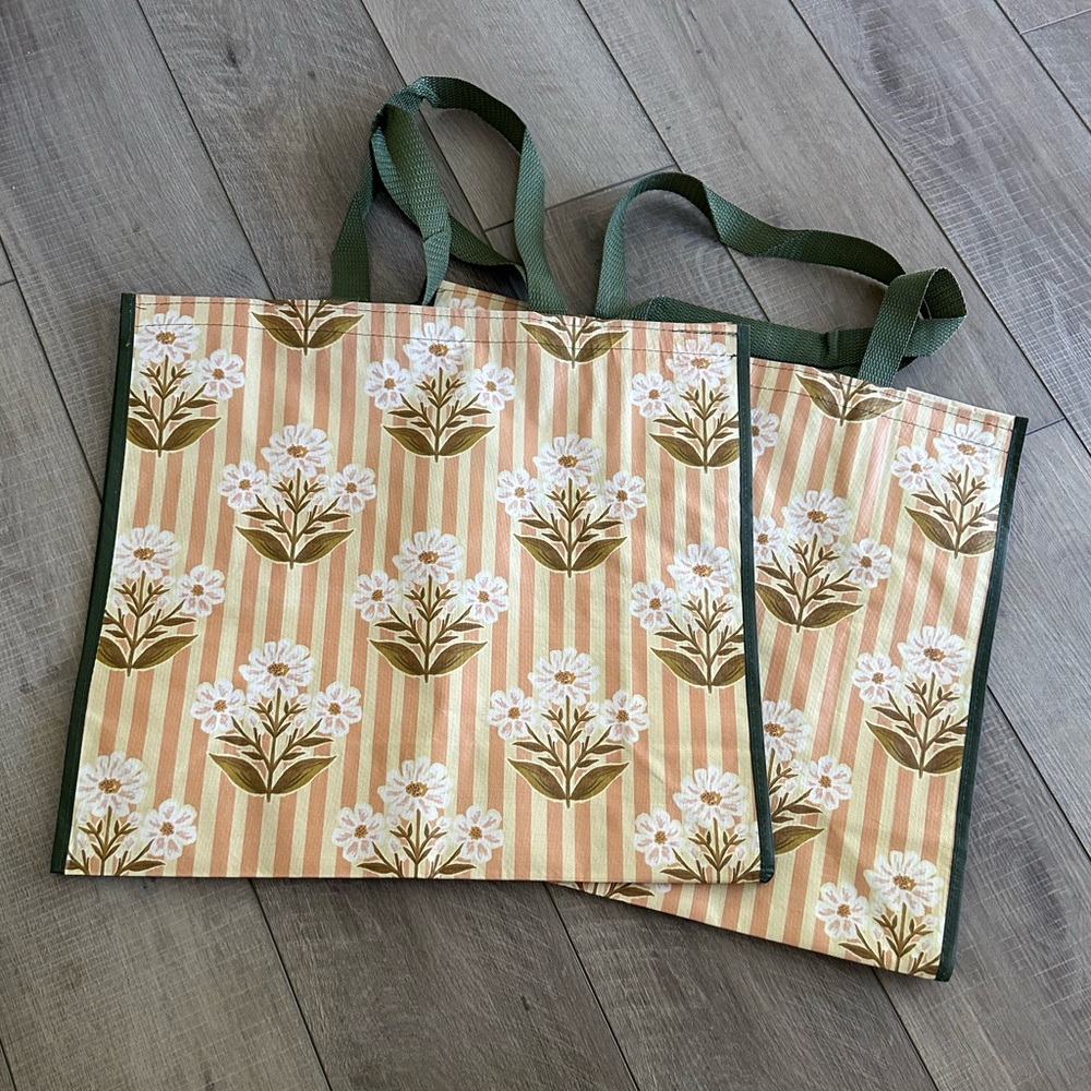 Homegoods TJMaxx Marshalls Floral Print Reusable Tote Bags (Set of 2) NWOT
